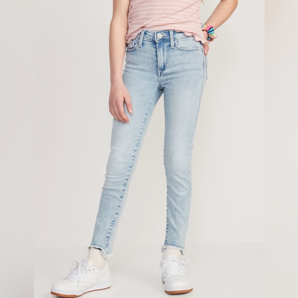 Old Navy High Waisted Rockstar 360 Frayed Hem Skinny Jeggings (18 Girls) NWT